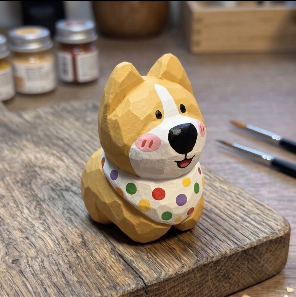 DIY Dog Figurine Painting Kit - Unpainted Wood PLA Craft Set