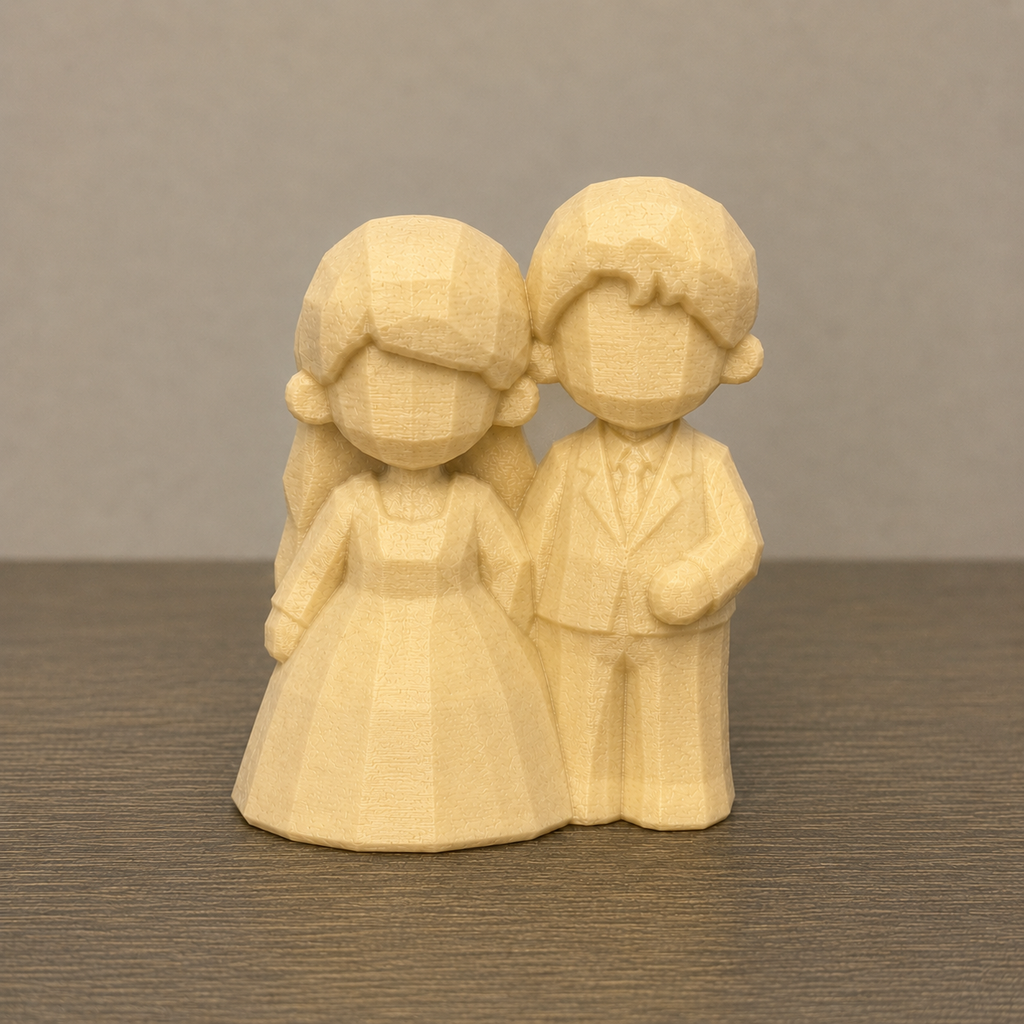 Personalized Anniversary Gift for Couple | Paint Your Own Wedding Figurine Keepsake | Carved Wood Style Bride & Groom Statue