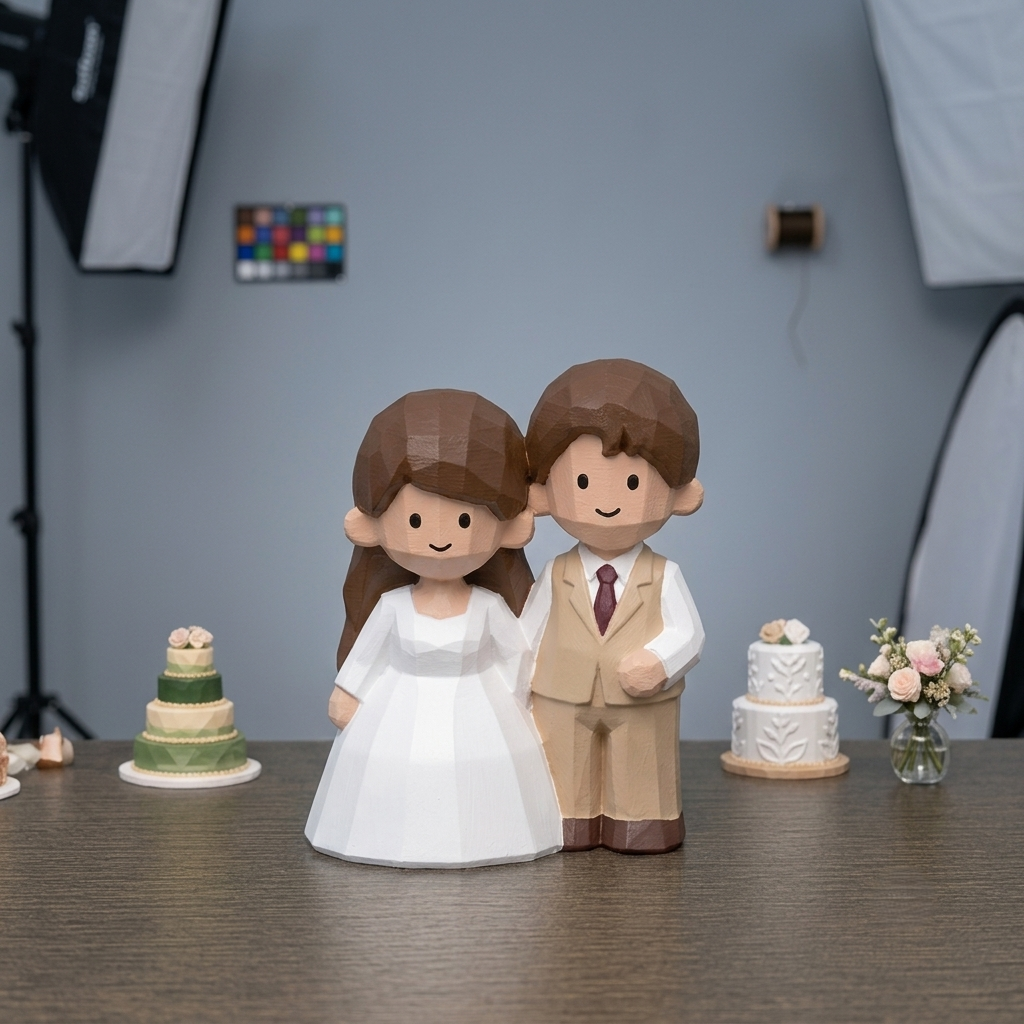 Personalized Anniversary Gift for Couple | Paint Your Own Wedding Figurine Keepsake | Carved Wood Style Bride & Groom Statue
