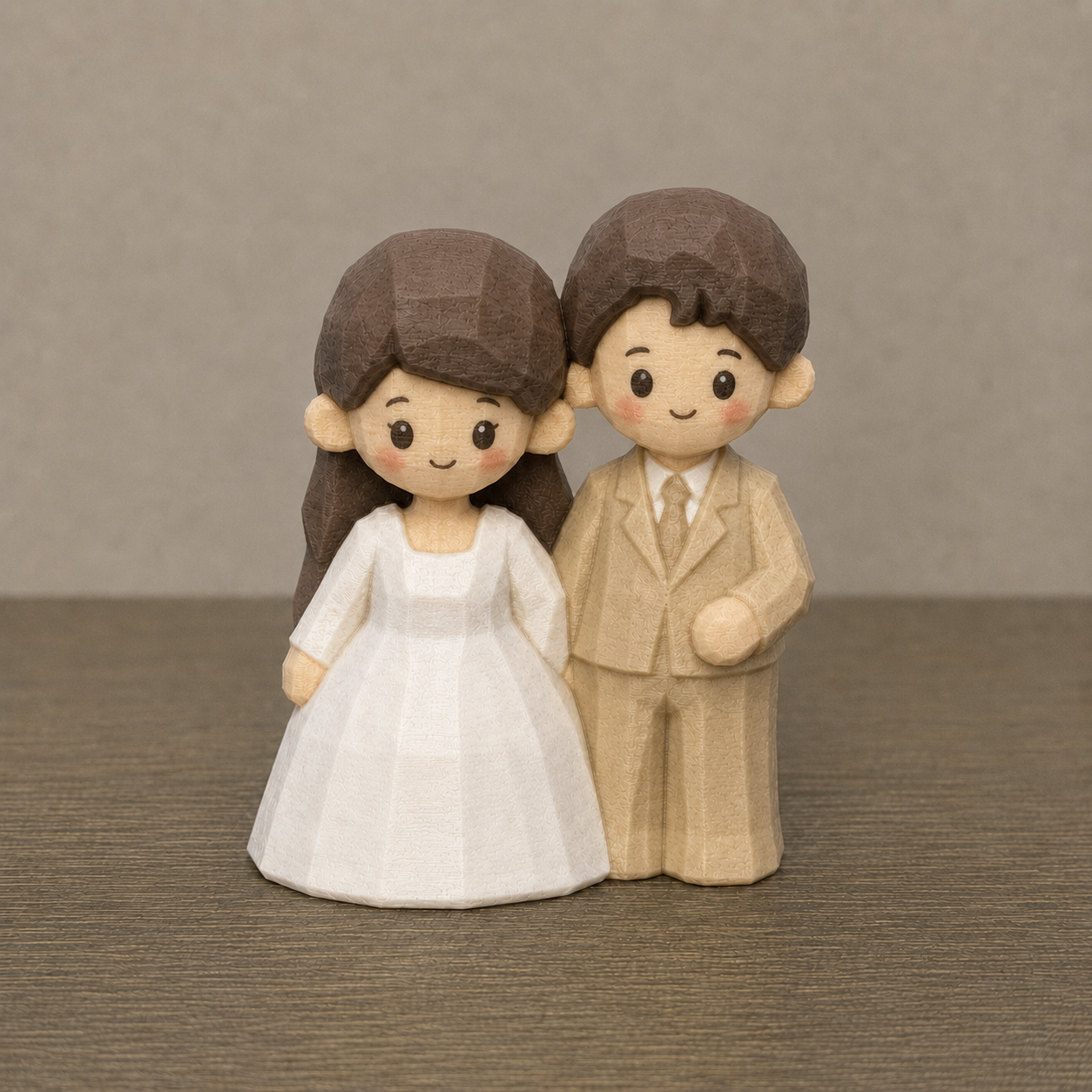 Personalized Anniversary Gift for Couple | Paint Your Own Wedding Figurine Keepsake | Carved Wood Style Bride & Groom Statue