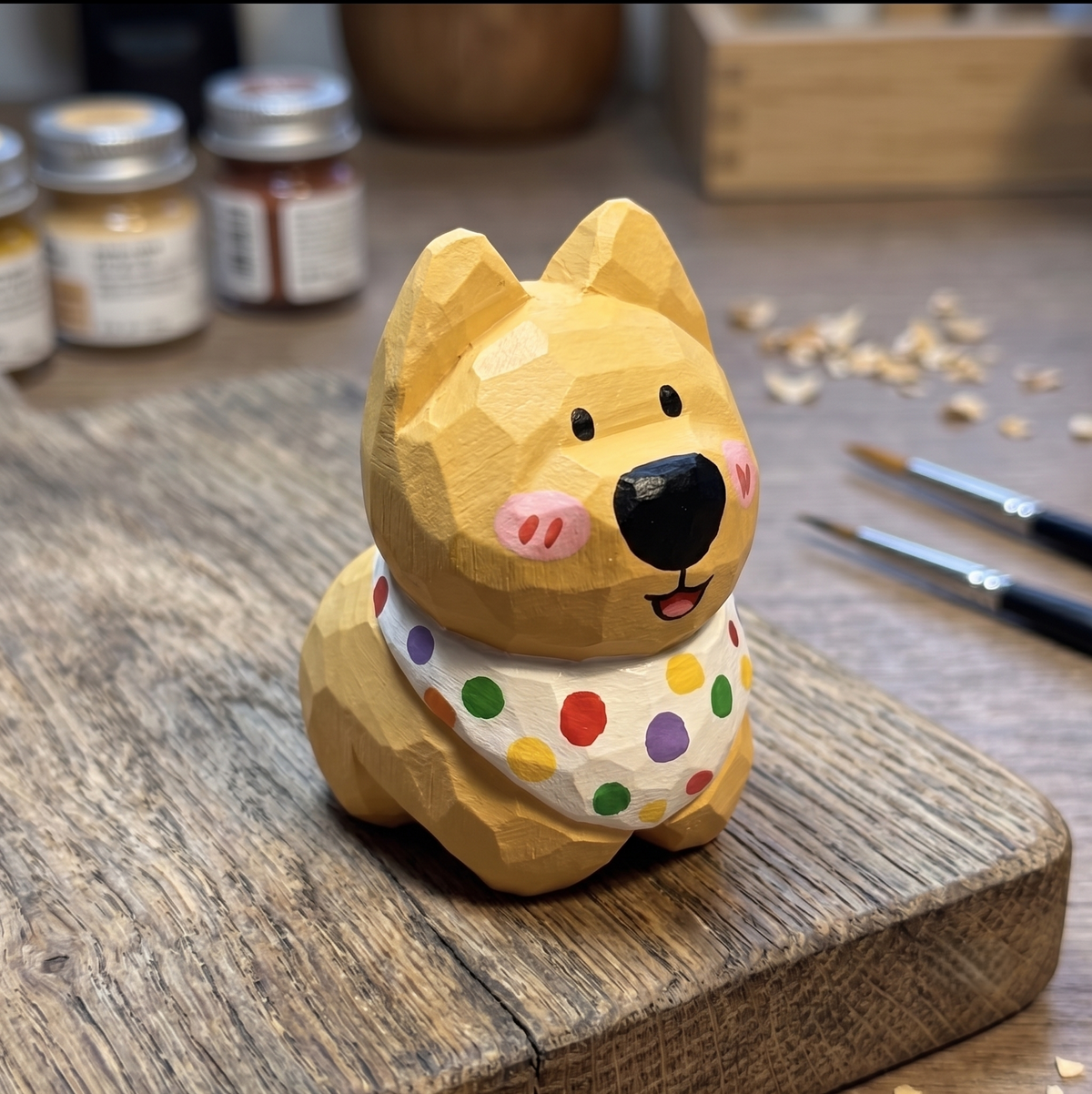 DIY Dog Figurine Painting Kit - Unpainted Wood PLA Craft Set
