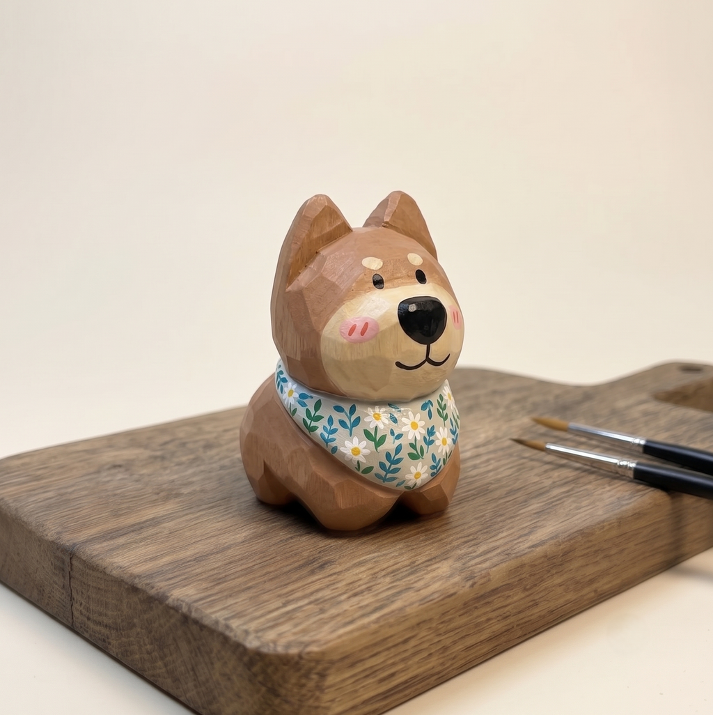 DIY Dog Figurine Painting Kit - Unpainted Wood PLA Craft Set