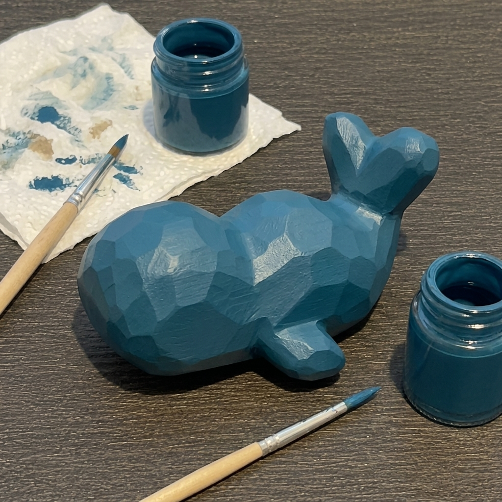 Paint Your Own Whale Figurine | DIY Wood PLA Beluga Kit | Ocean Desk Decor